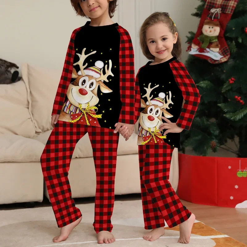 thumbnail image 5 of Conjunto familiar Papá Mamá Niños y Niñas Ropa de casa Camiseta de manga larga + Pantalones 2 prendas para gatear Ropa de casa Traje familiar de Navidad Pijamas, 5 of 5