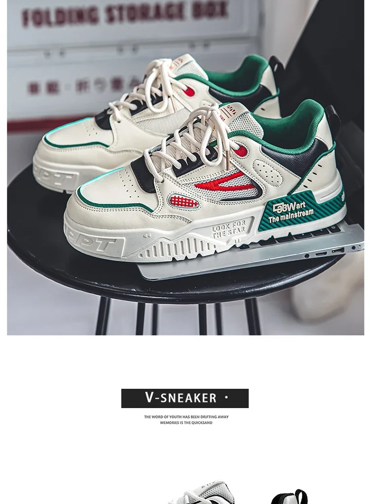 Description Picture 4 of itemFashion Men's Shoes Casual White Skateboard Shoes Summer Popular Versatile Sneakers Mens Thick Sole Breathable Korean Board Shoe