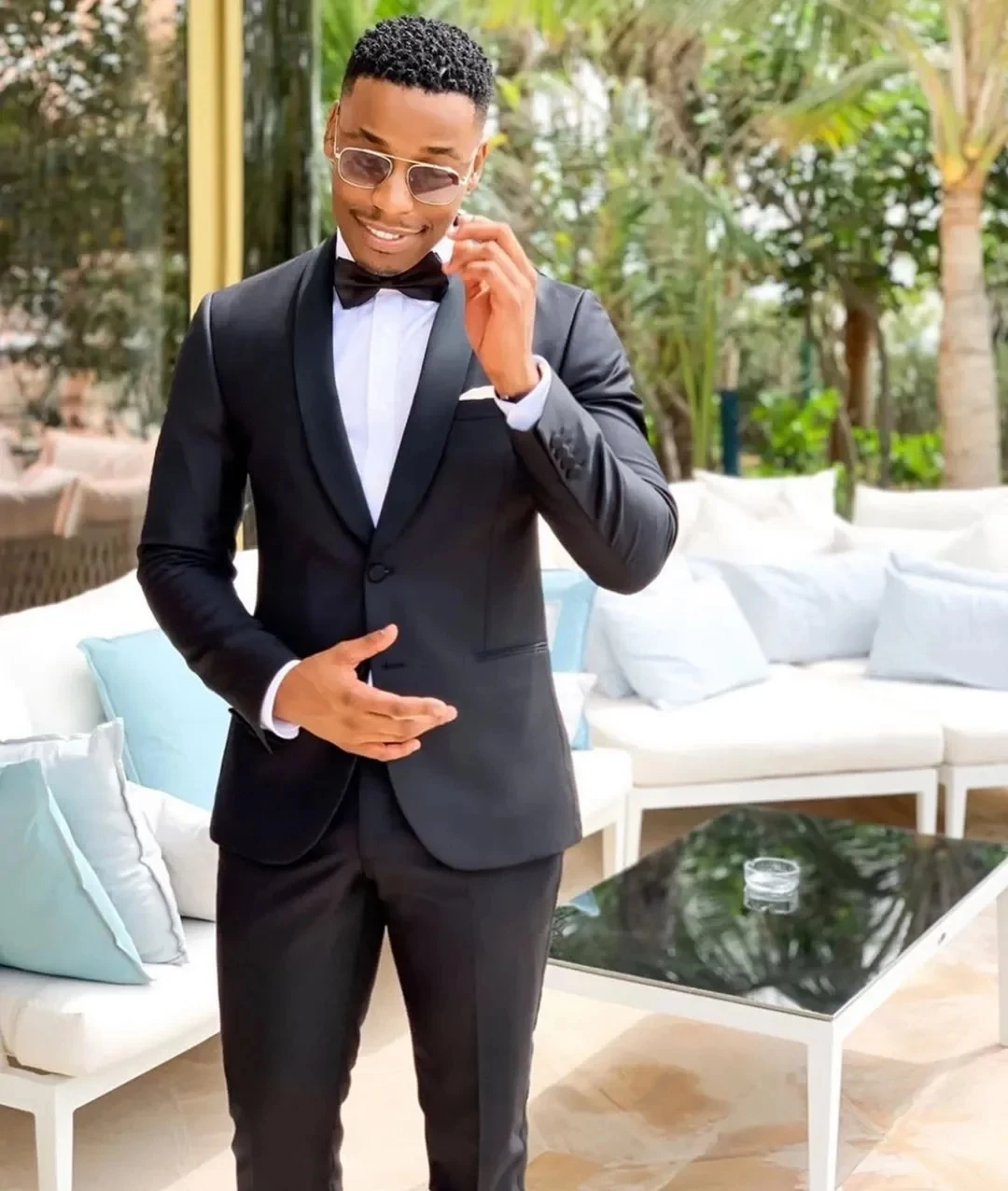 Black Two Pieces Mens Suits Slim Fit Wedding Grooms Tuxedos Shawl Lapel Formal Blazer Long Sleeves Prom (Jacket+Pants)