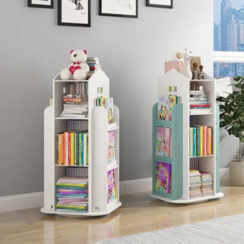 

Children's Bookshelf Rotating Cartoon Books Rack Floor Simple Child Book Shelf for Home Bookcases Furniture Book Rack