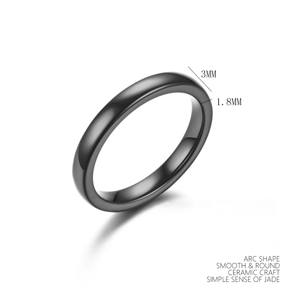 Minimalist 3mm Thin Ceramic Rings for Women - Elegant and Shiny in Blue, Pink, Black, and White