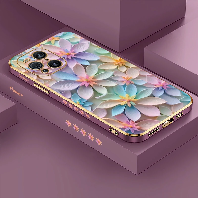 Colorful Flower Pattern Plating Shockproof Soft Silicone Case