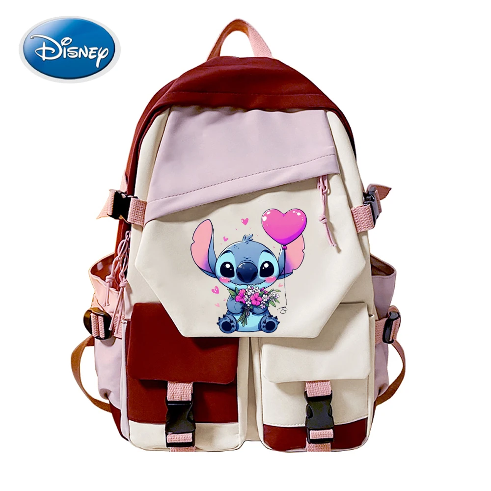 Disney Backpack Boys Girls Kawaii Stitch Cartoon Schoolbag Teenager Student's Waterproof Laptop Bag Manga Mochila Gift for Kids