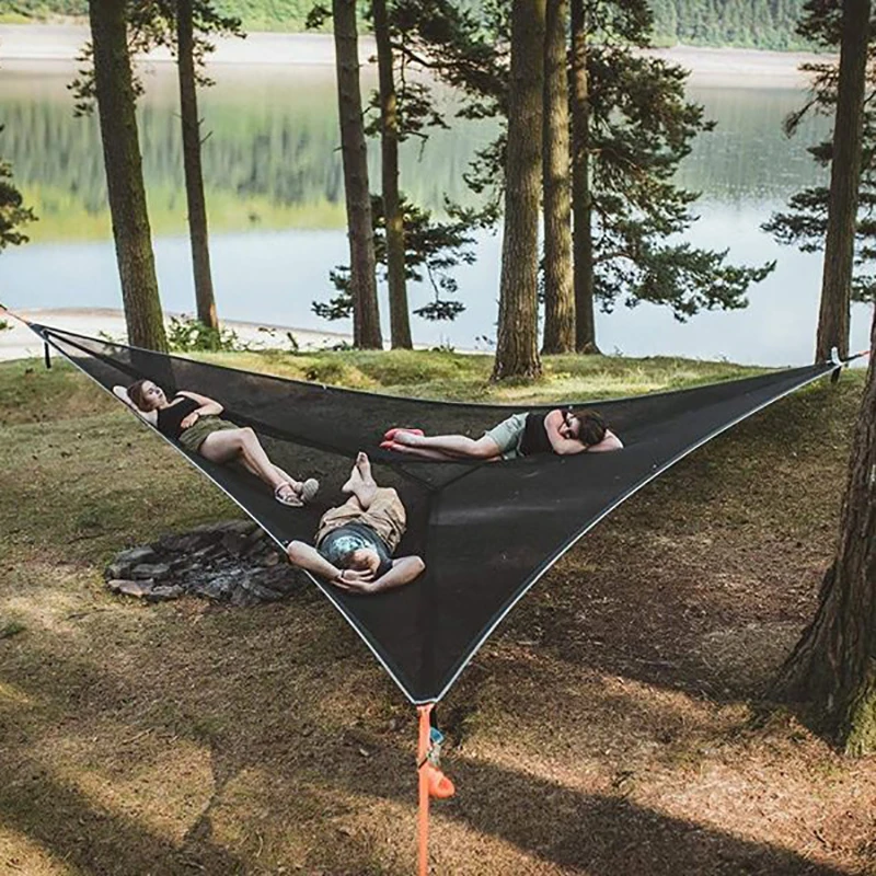 In de genade van Enten markeerstift Welead Outdoor Camping Tuin Hoge Elasticiteit Opknoping Bed Multi Persoon  Drie Punten Driehoek Draagbare Hangmat Slaap Apparatuur| | - AliExpress