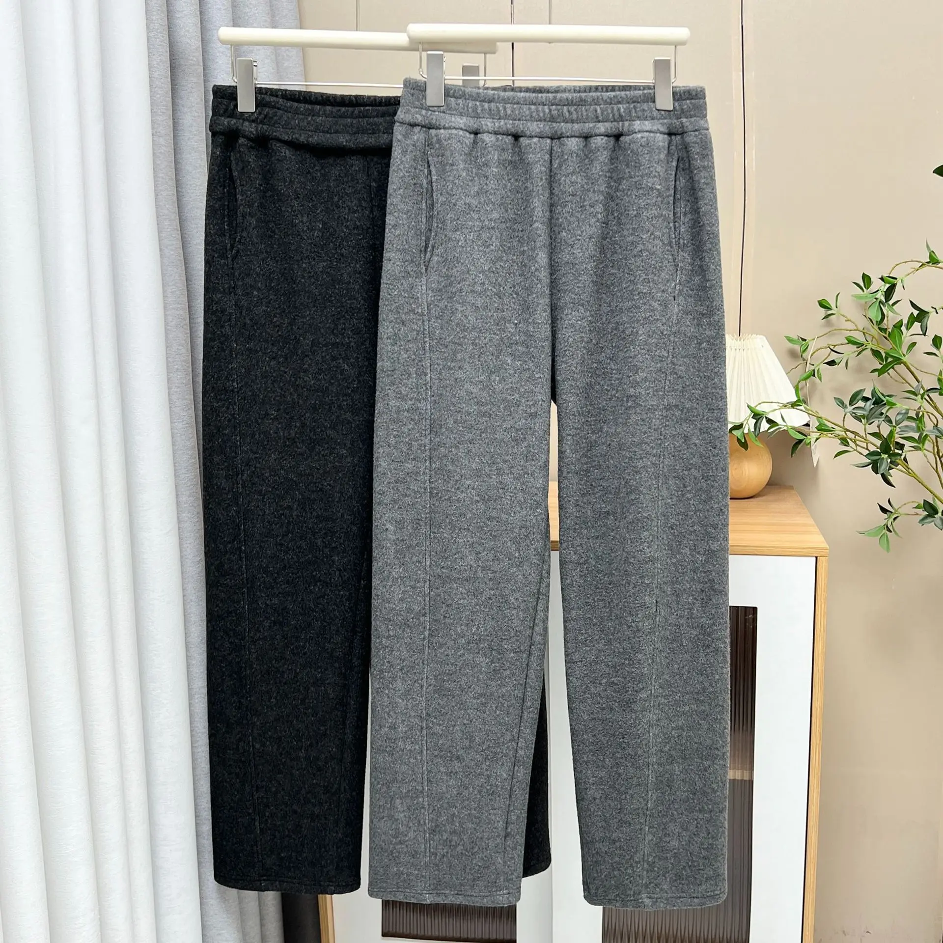 XXXXL Fashion Plus Size Women's Straight Leg Pants New Simple Fleece And Thickened Stretched Winter 2025 Casual Trousers 2579