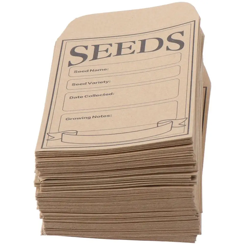

100Pcs Seed Envelopes, Resealable Self Sealing Kraft Seed Storage Bag for Flower Vegetable Seeds, 3.15