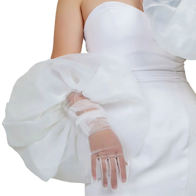 1 Pair 80CM Women Gloves Super Long Elegant Lady Bride Prom Bridal Gloves Wedding Dress Accessories Ruffle Lady Gloves