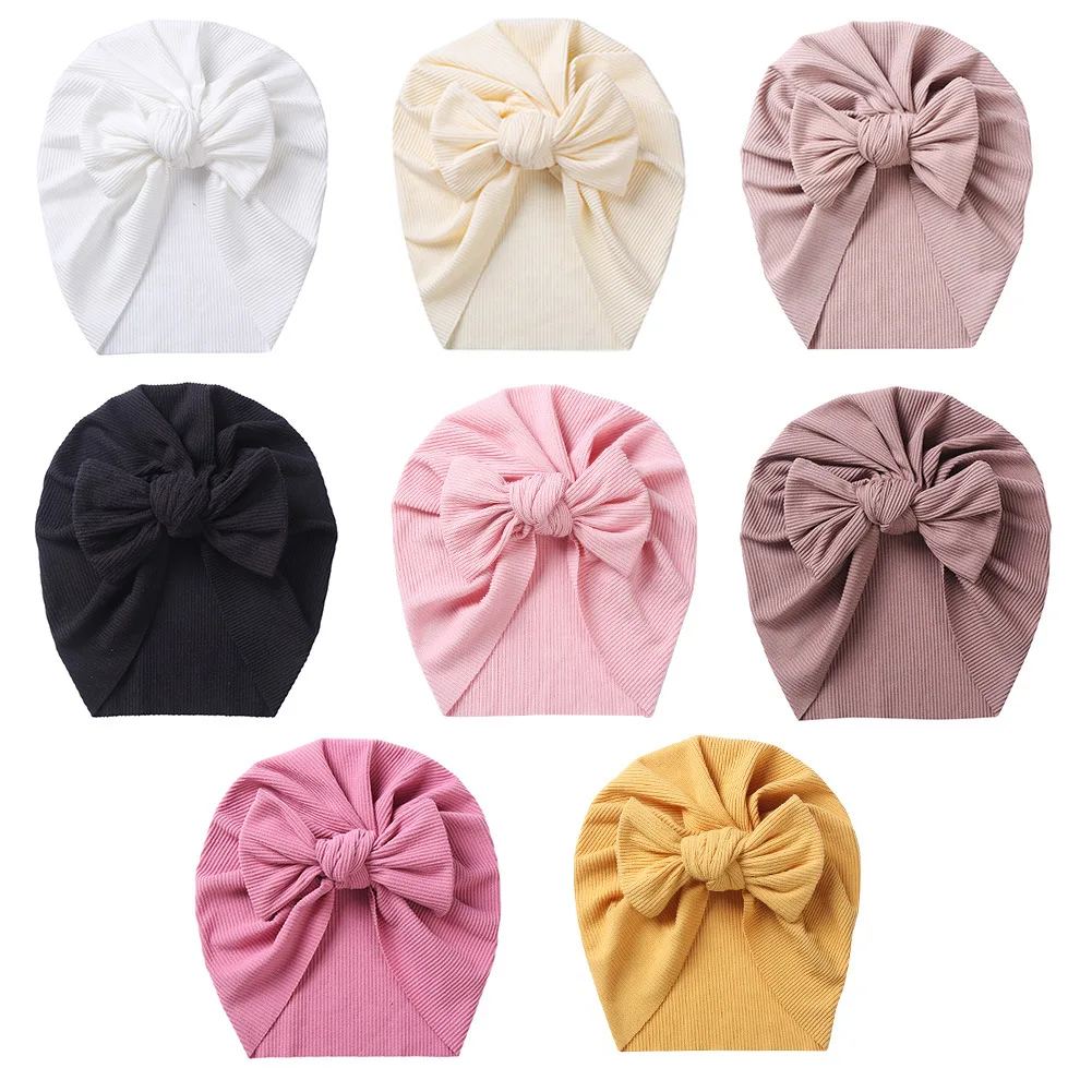 Baby Accessories Solid Spring Bowknot Baby Hat Soft Baby Girl Hat Turban Infant Toddler Newborn Baby Cap Bonnet Headwraps baby accessories girl