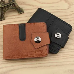 Vintage Men Wallets Soft PU Leather Short Money Clips Two-fold Hasp Thin Wallet with Coin Bag Small Money Purses Cards Holder