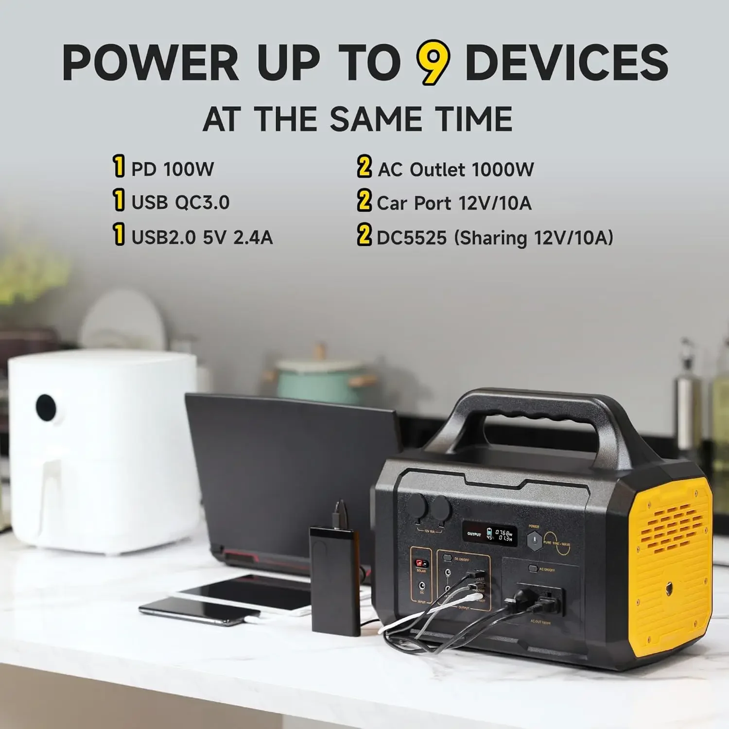 Solar Generator 1075Wh Portable Power Station with Solar Panel Included Solar Powered Generator LiFePO4 (LFP) Battery with 2