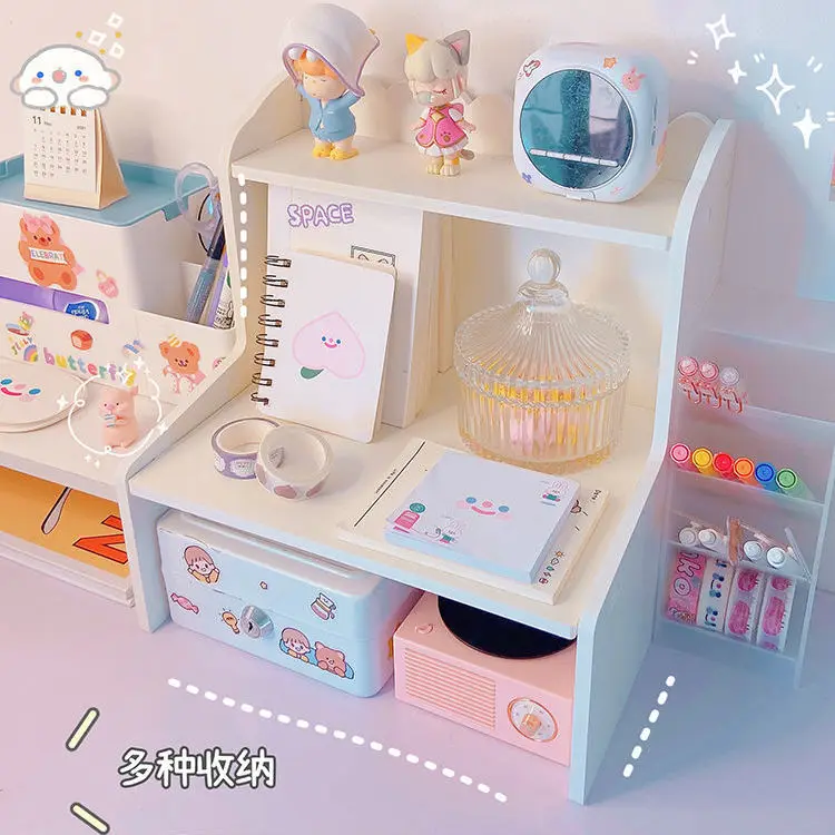 

Simple Desktop Bookshelf Desk Storage Double-Layer Multiple Lattice Racks Student Dormitory Home Bedroom Sundries Display Rack