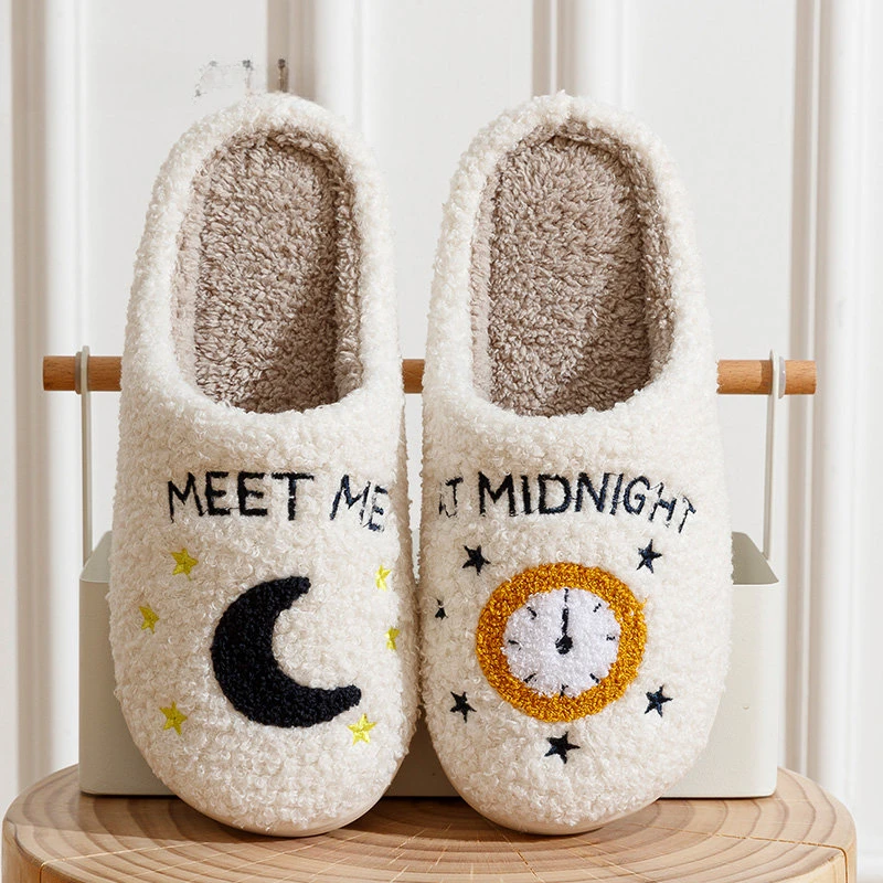 

Meet Me At Midnight Slippers Taylor Style Cozy Comfortable Embroidered Slides Soft TS Swifties Music Tour Houseshoes