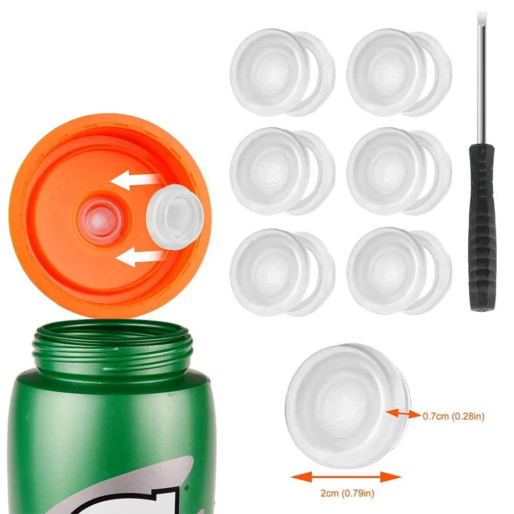 6 Pack Dispensing Valves Silicone Valve and Plastic Insert with Screwdriver Silicone Valve Fit for Gatorade Gx Water Bottle