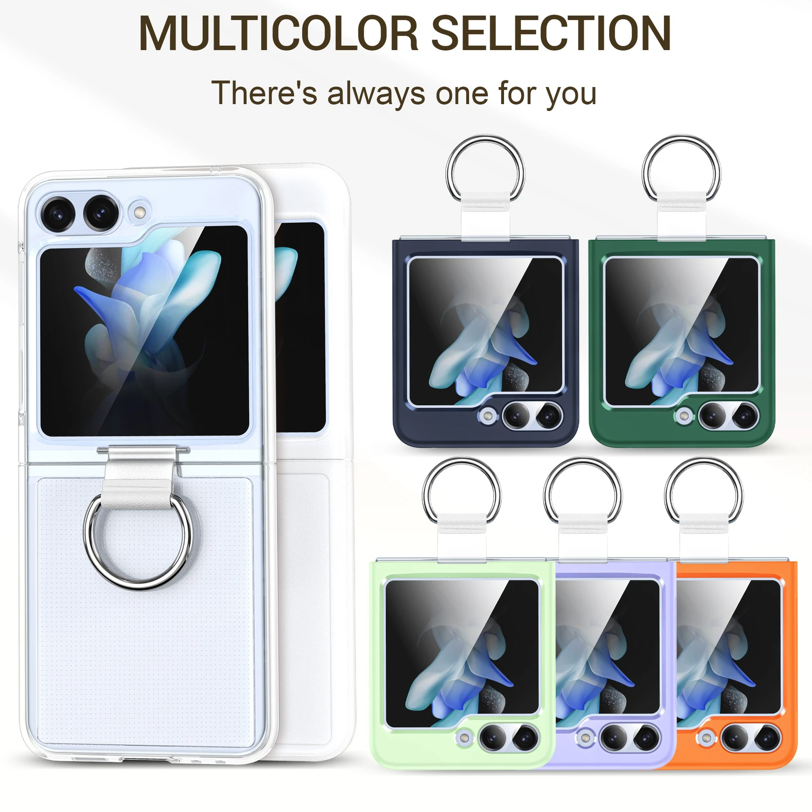 Fashion Folding Ring Silk Lanyard Phone Case For Samsung Galaxy Z Flip 3 4 5 Shockproof Protective Cover_voghion.com