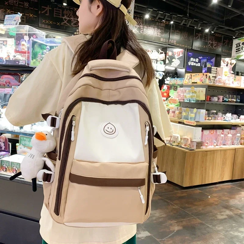 

Large Capacity Female Backpack Girl Travel Book Nylon 2024 Fashion Ladies Leisure School Bags Basic Style