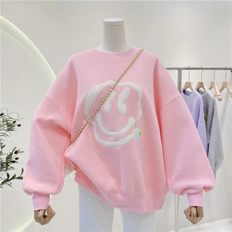 2022SpringWomenHoodiesCartoonEmbroideryFashionSweatshirtONeck