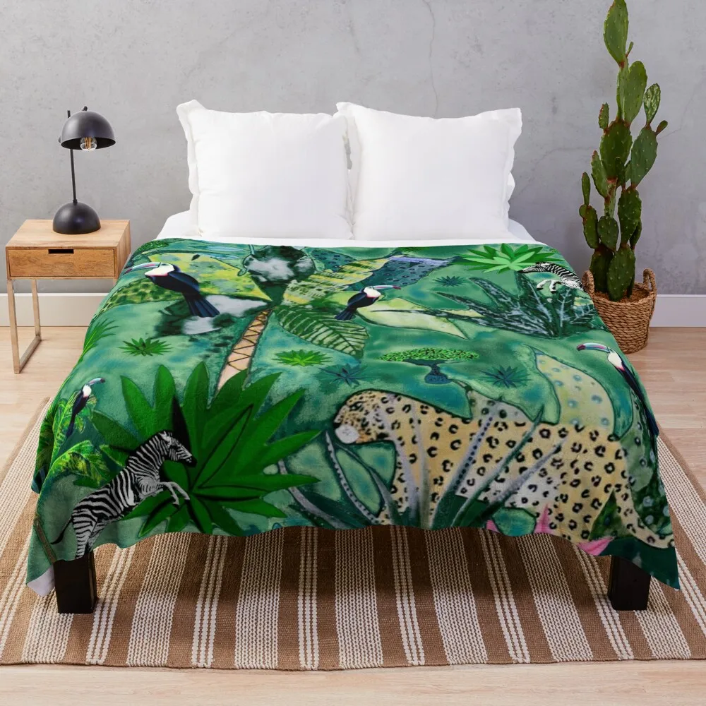 

Jungle Green Throw Blanket Giant Sofa bed plaid Kid'S Luxury St Blankets