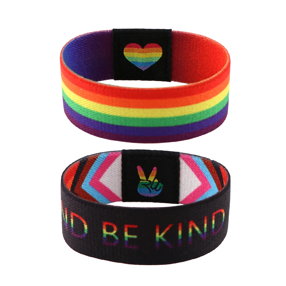 LGBTPrideRainbowStrapBraceletWideBandBanglesArmbandGayLesbiansStretchWristband