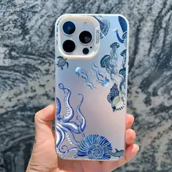 Sea Blue Turtle Design Laser - Engraved Phone Case with Cool Ocean Pattern - iPhone 16 Pro Max (CH - White HYSW 1)