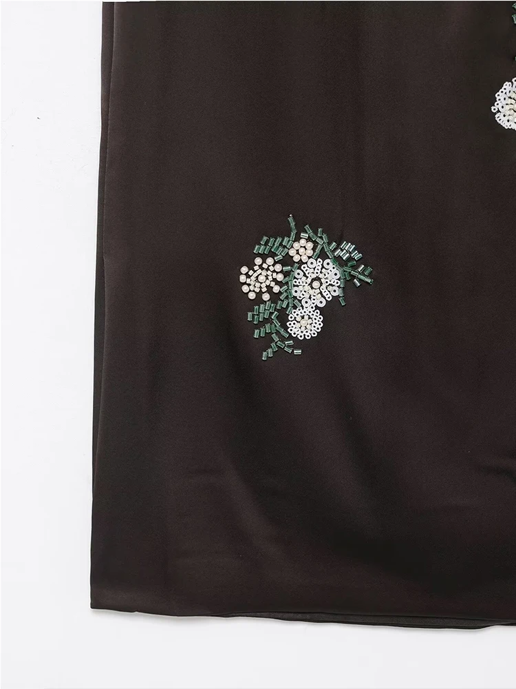 Women Bead Embroidery Midi Skirt Elegant Long Skirts 2026 New Fashion Shining Lady Spring Summer Evening Party Skirts ﻿Mujer