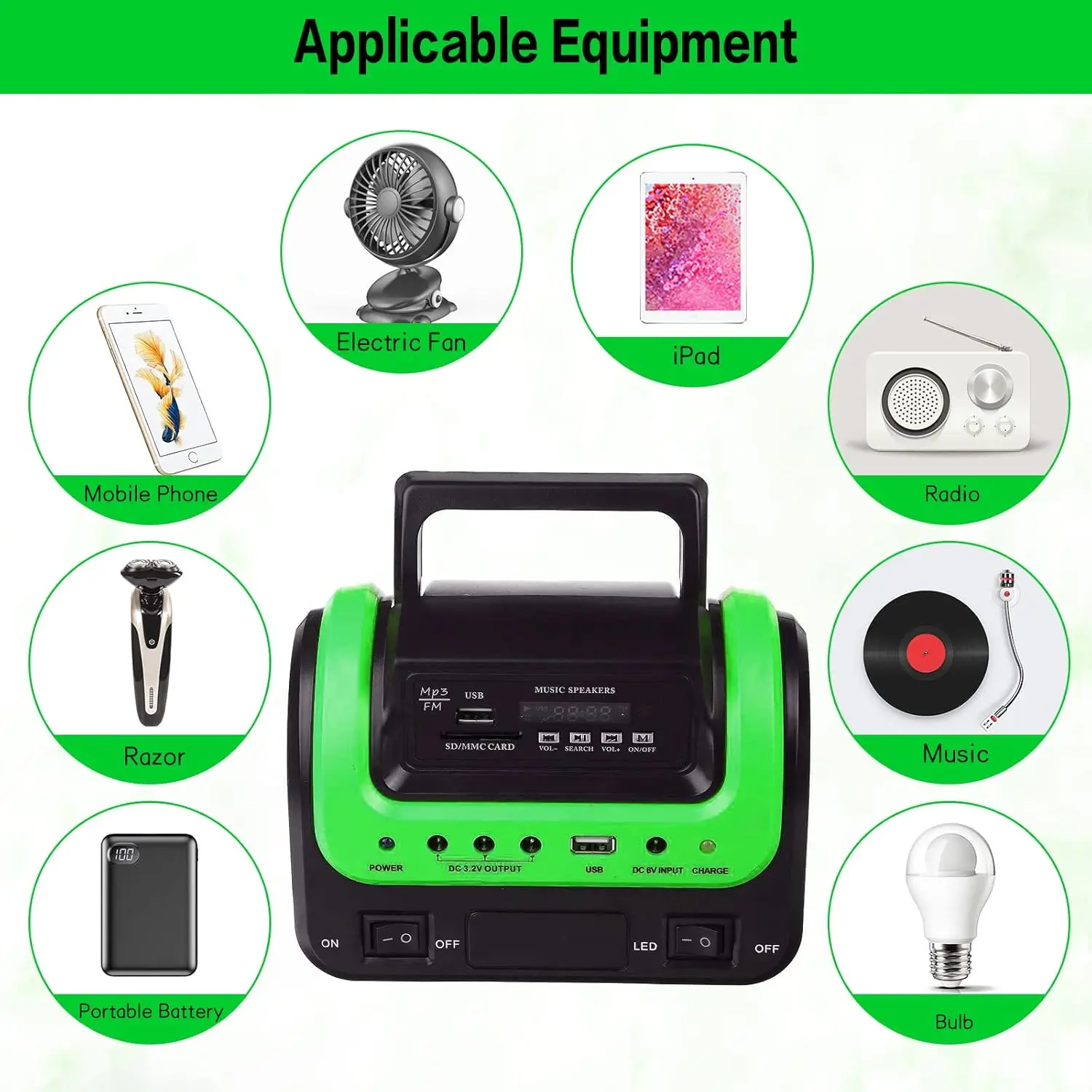 Solar Generator Portable with Panel Solar Power Generators Station Flashlight Emergency Powered for Home Use Camping Hunting 6