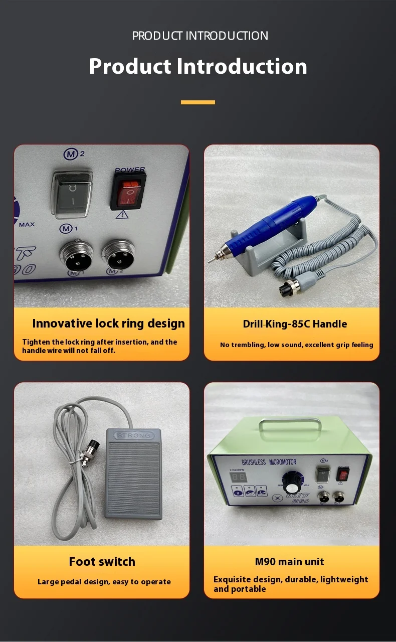 High Speed 70000/90000RPM Brushless Motor Micromotor Polishing Machine with Hand