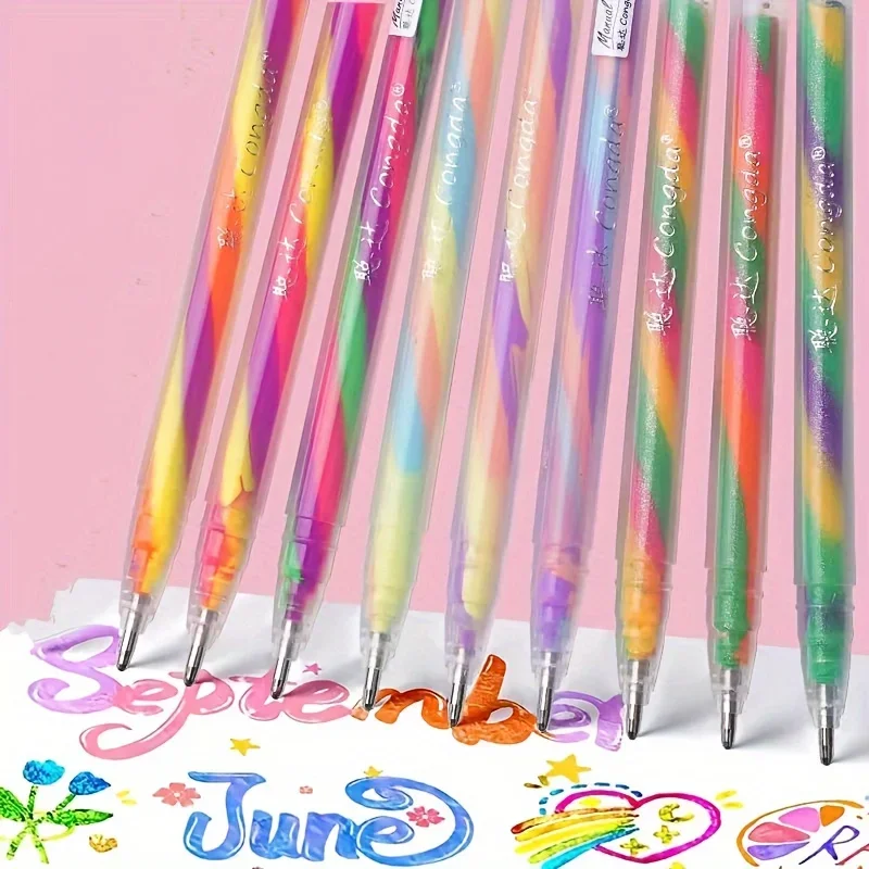 Shiny Gel Pen 6 colors Thin Tip Rainbow Gradient Suitable For Highlighting On Color Pencils And Markers