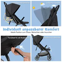 Poussette pliante à une main, Buggy de voyage léger avec dossier et capuche réglables, landau pour bébé, Buggy pour enfants 5