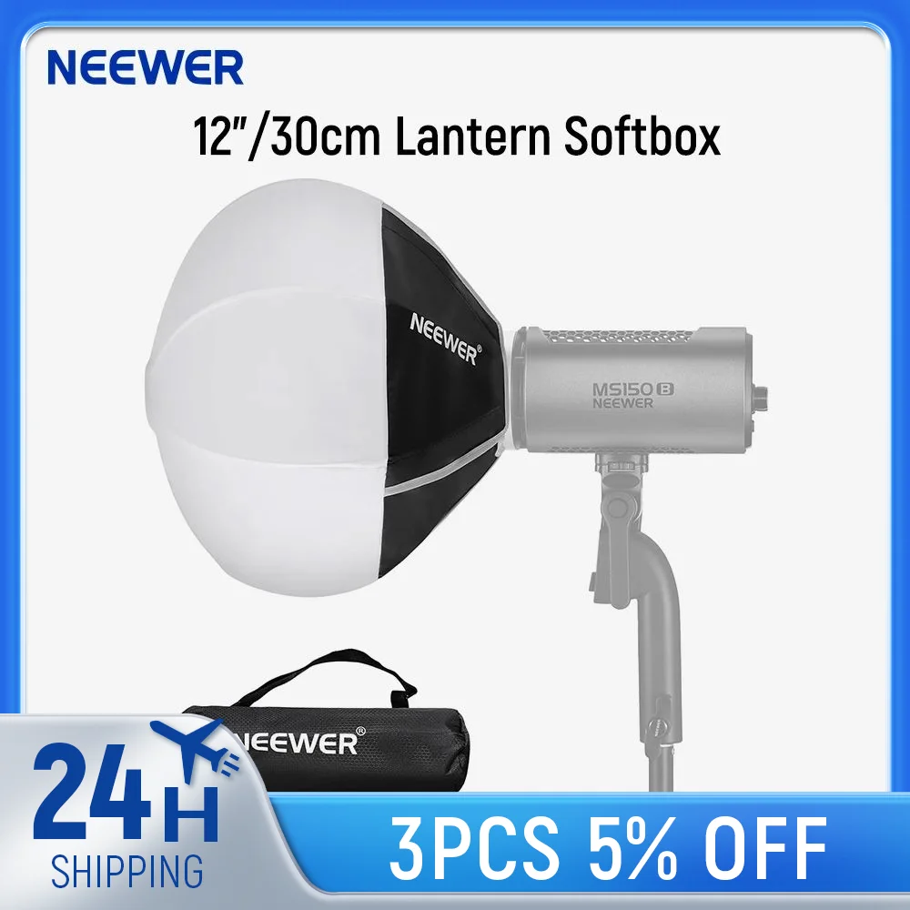 NEEWER 12-inch Lantern Softbox With NEEWER Mount - 360° Omnidirectional Light Diffuser For MS Series LED Lights