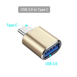 Universal USB 3.0 to Type C Male Adapter and Converter for Charging and Data Transfer (Gold)