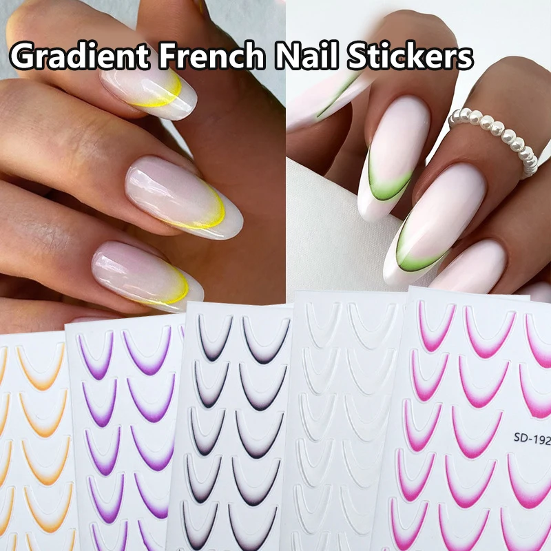 Nail Stickers French Line 3D Nail Stickers Self-Adhesive Sliders Manicure Y2K French Nail Art Decoration Decal