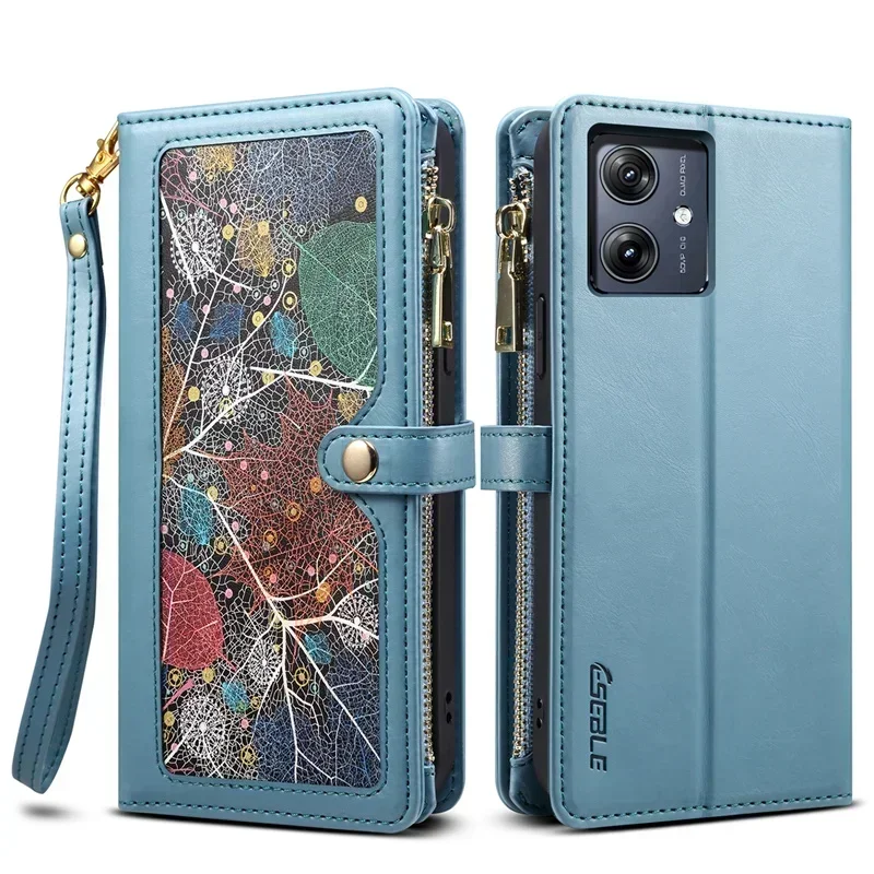 Luxurious Leather Crossbody Zip Wallet Case