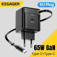 Essager 65W GaN Charger with Retractable Cable PD Fast Charging for Laptop Macbook iPhone 16 15 14 Xiaomi Type-C Phone Charger