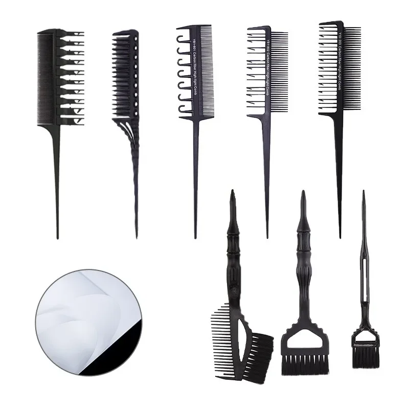 

Wanmei Salon Spot Dye Baked Oil Dye Comb Spot Dye Nine Piece Set Styling Comb Salon Hair Gallery Set Hairdressing Tools
