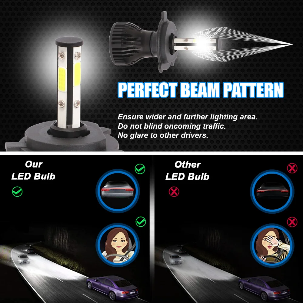Led Car Lights Led Lights Led Headlights Led Car Headlights Car Headlamps 2pcs 16000Lm 50W H4 H13 9008 9004 9007 Hi/Lo Beam H7 9005/HB3 9006/HB4 H11 H8 Auto Led Headlight 6500K White Car Lights 12V