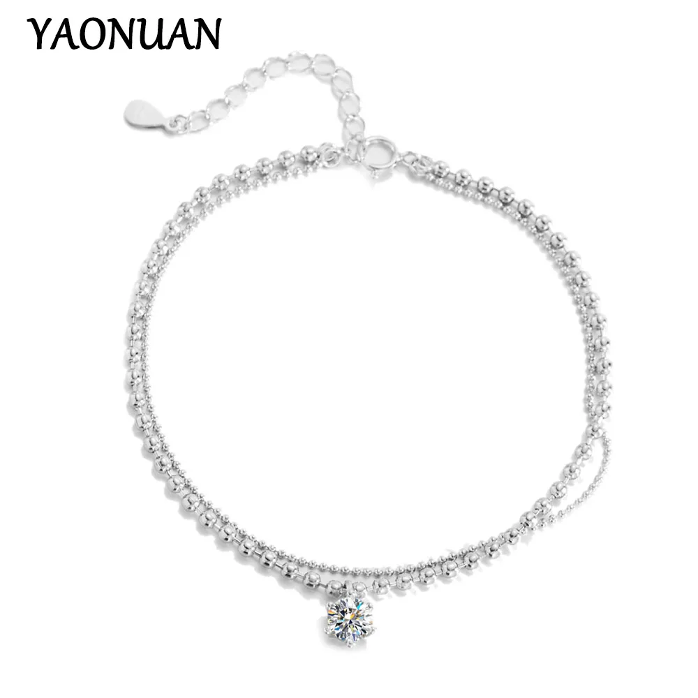 

YAONUAN 0.5 Carat Moissanite Bracelet 100% 925 Sterling Silver For Women Luxury Jewelry, Certificado GRA Lnclude Bracelets Box