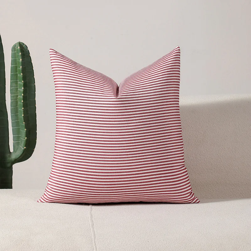 Classical Striped Cushion Cover 45x45cm Hawthorn Red Ivory Recycle Polyester Fabric Pillow Cover Indoor Outdoor Home Decoration