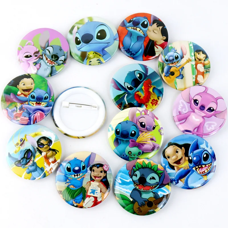 

Disney Anime Lilo&Stitch Tinplate Bracelet Student Cartoon Book Bag Pencil Bag Badge Decoration Kids Holiday Gifts Random 1PCS