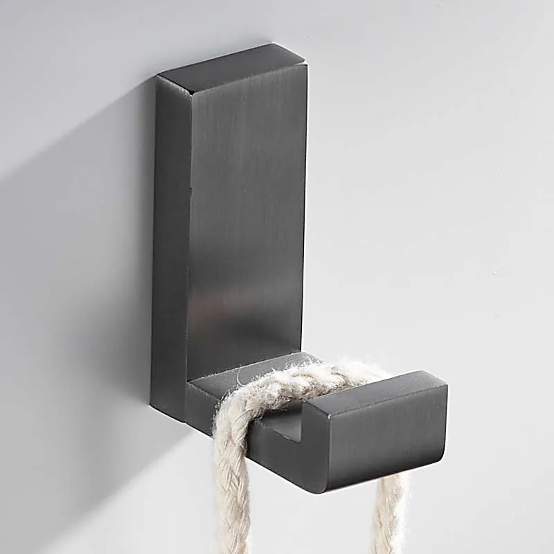 Bathroom Gun Grey Single Coat Hook Bathroom Hardware Replacement Robe Hooks Stylish Minimalist Design Perforated Installation