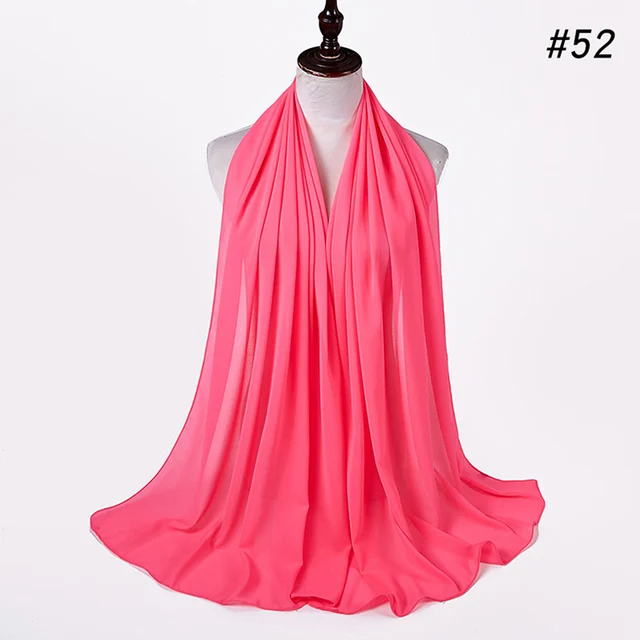Musulman en mousseline de soie Hijab femmes bulle en mousseline de soie écharpe pour femmes dames voile musulman Islam couleur unie malaisie Musulman Wrap foulards