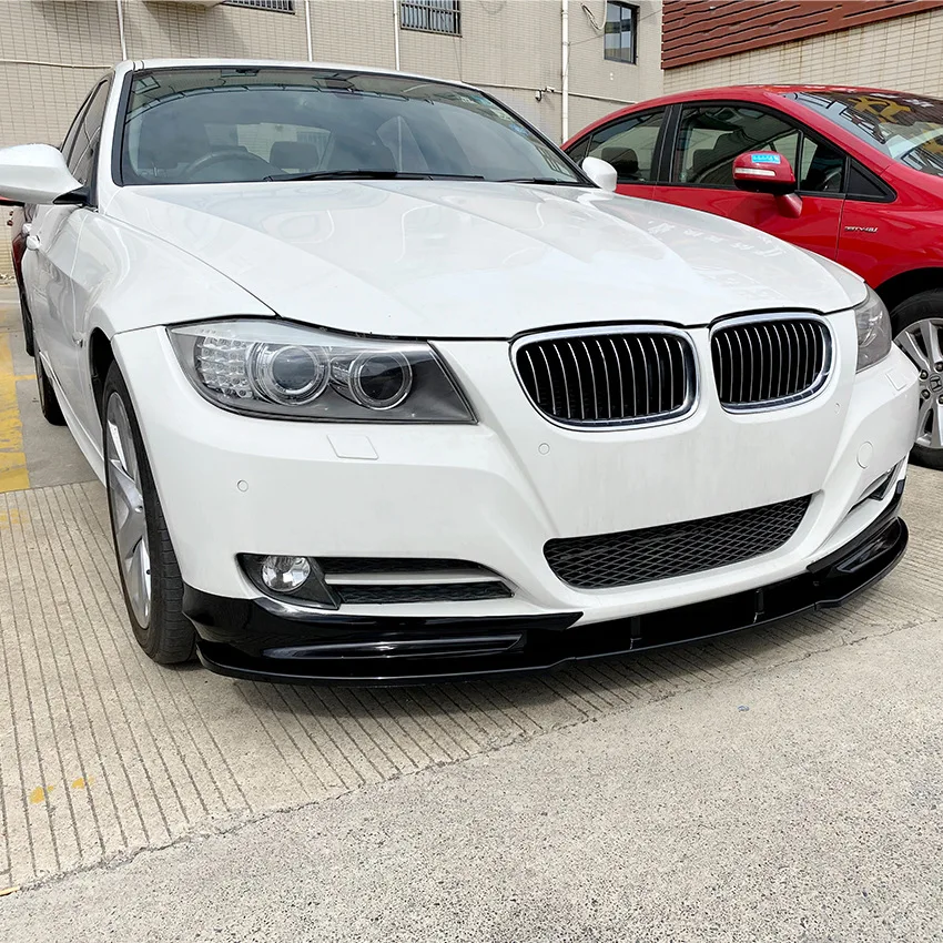 For BMW E90 E91 LCI 320i 330i 2009 ~ 2012 Car Front Bumper Lip Spoiler Side  Splitter Deflector Guards Cover Body Kit Stickers