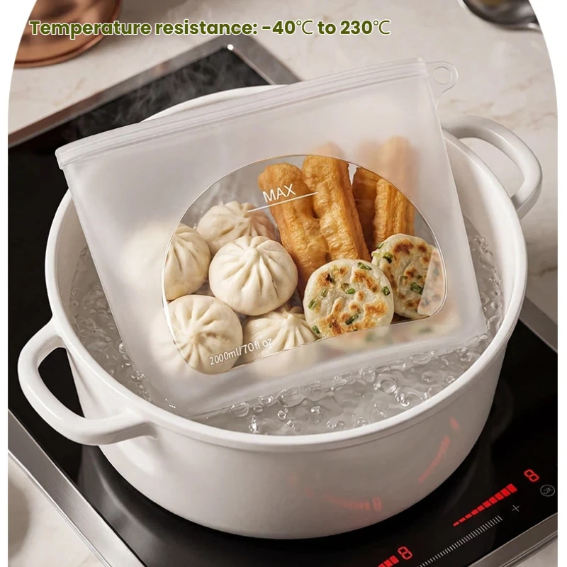 Eco-Friendly Leakproof Silicone Food Storage Bags for Kitchen and Meal Prep