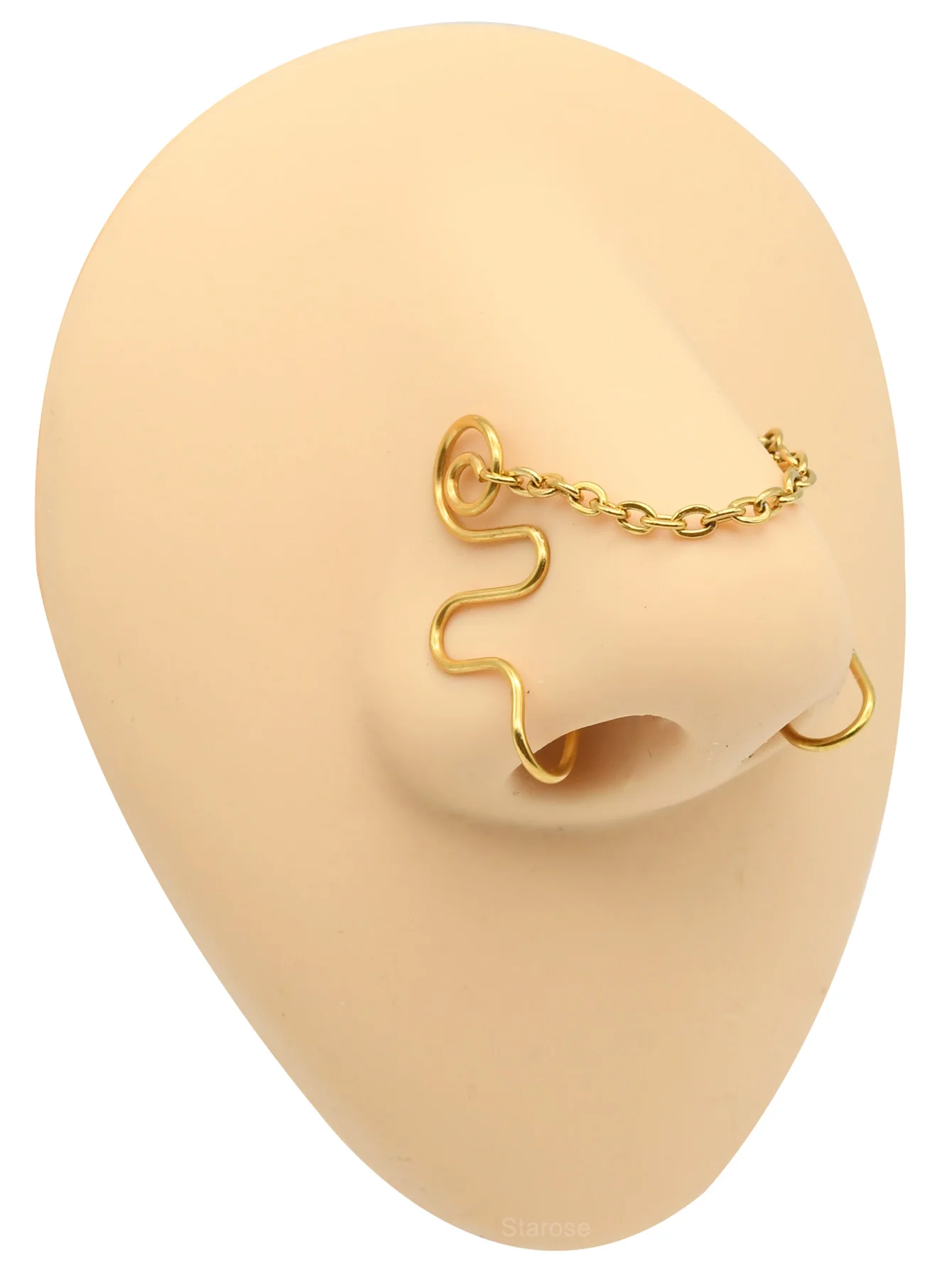 Starose 1Pc Handmade Stainless Steel Chain Nose Pin Tassel