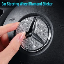자동차 핸들 엠블럼 크리스탈 다이아몬드 스티커, 메르세데스 벤츠 A B C E 클래스 GLA CLA GLC GLK GLE 시리즈 액세서리, 45mm, 50mm