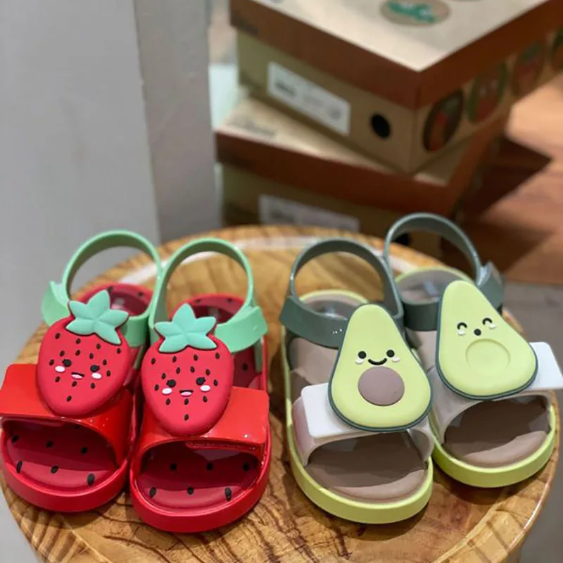 

2022 New Style Girls Sandals Melissa Children's Shoes Strawberry Watermelon Spin Avocado Fruit Summer Boys and Girls Flat Shoes