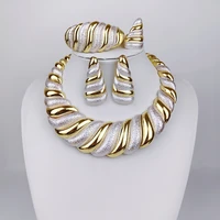 Ensembles de bijoux plaqués or de dubaï pour femmes, grand collier, plaque 18K originale pour les fêtes de banquet de mariage, bijoux luxueux 1