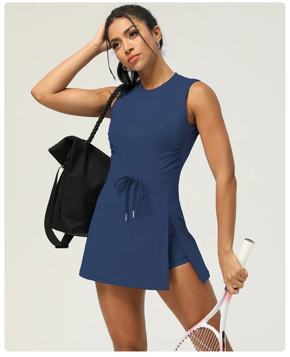 Mermaid Curve Cool Sports Sleeveless dress Strap Casual Fitness Large Backless Skirt Pants Women's Yoga Tennis Skirt