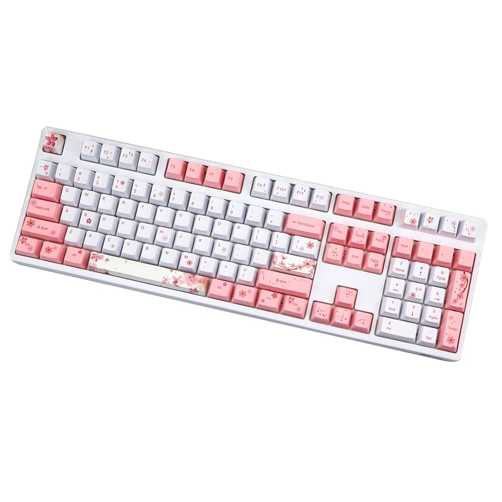 Corante Subbed Pbt Keycap 72 122 Chaves Oem Perfil Keycaps para mx Switches Dz60 Gk64 Tkl87 96 108 Teclado Sakura Keycap - Imagem 6