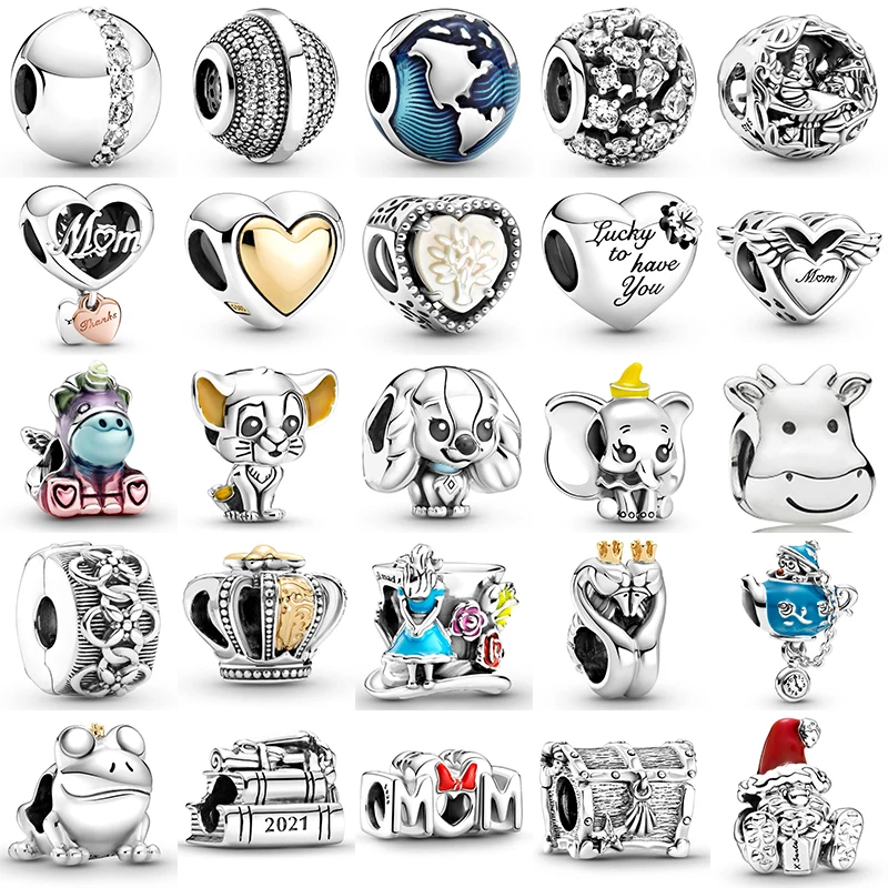 Argento Sterling 925 Unicorno Mamma Cuore Trifoglio Angelo Ala Graduazione Perlina Misura Originale Pandora Charms Bracciali Donna Gioielli Fai Da Te