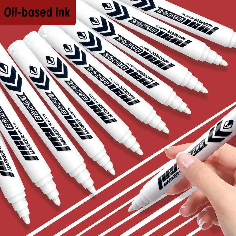 1/6 Pcs Weiß Marker Farbe Stifte Wasserdichte Gummi Permanent Marker Stift Auto Reifen Lauffläche Umwelt Reifen Malerei Dot Marker – Detail 2